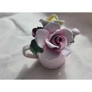 Radnor Handmade Handpainted in England Bone China Floral in Ceramic Basket